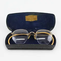 Antique C.O.C.  1940s Rimless 12K Gold Filled Eyeglasses Case Display Only