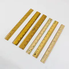 Lot of Six Wooden Twelve-Inch Rulers Used but Good Condition