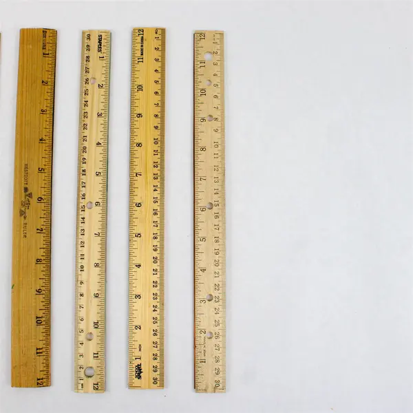 Lot of Six Wooden Twelve-Inch Rulers Used but Good Condition