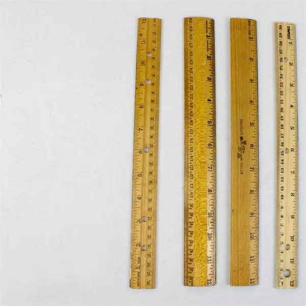 Lot of Six Wooden Twelve-Inch Rulers Used but Good Condition