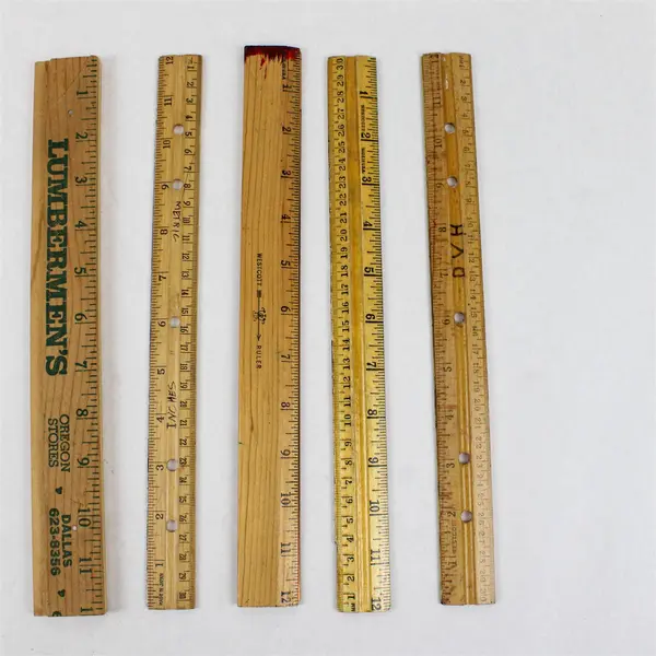 Lot of Seven Flawed but Usable Twelve-Inch Wooden Rulers