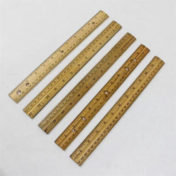 Lot of 5 Wooden 12-Inch Rulers - Good Condition