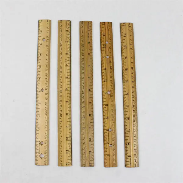 Lot of 5 Wooden 12-Inch Rulers - Good Condition