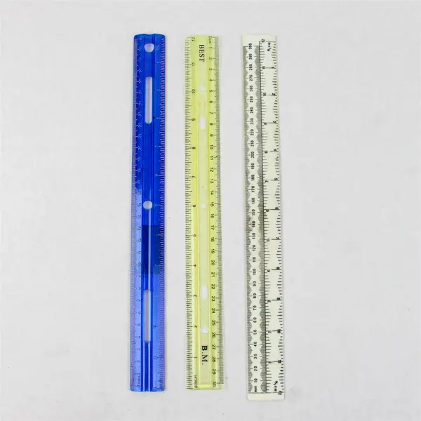 Lot of Three Plastic Twelve-Inch Rulers- Various Brands Good Condition