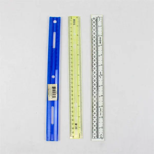 Lot of Three Plastic Twelve-Inch Rulers- Various Brands Good Condition