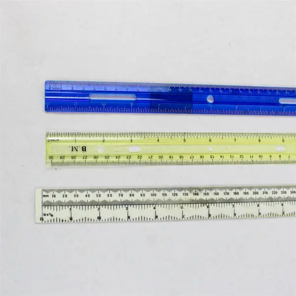Lot of Three Plastic Twelve-Inch Rulers- Various Brands Good Condition