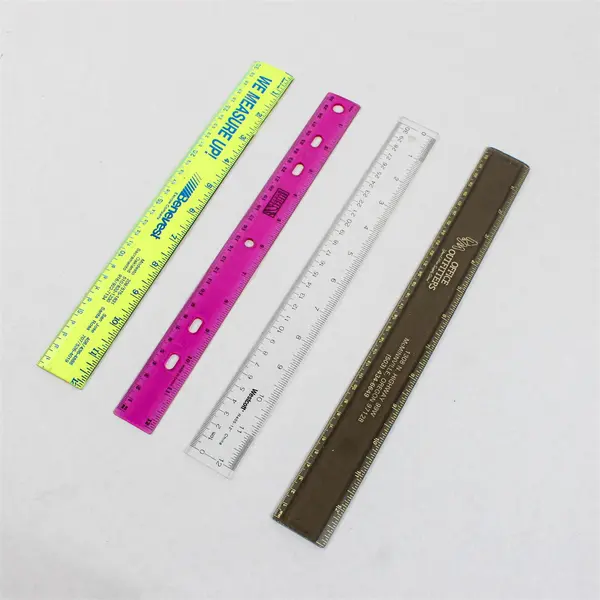 Lot of Four Plastic Twelve-Inch Rulers- Various Brands Good Condition