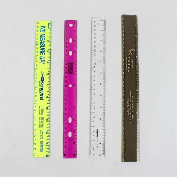 Lot of Four Plastic Twelve-Inch Rulers- Various Brands Good Condition