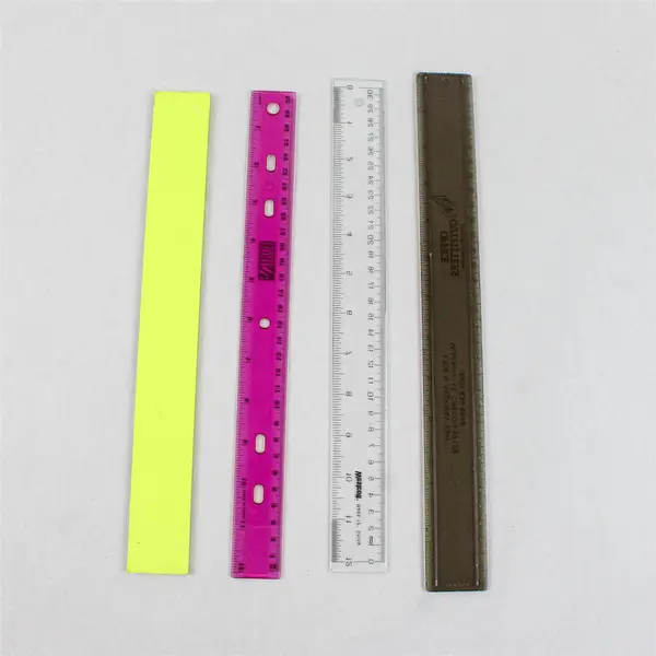 Lot of Four Plastic Twelve-Inch Rulers- Various Brands Good Condition
