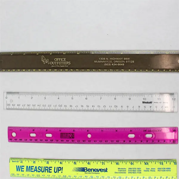 Lot of Four Plastic Twelve-Inch Rulers- Various Brands Good Condition