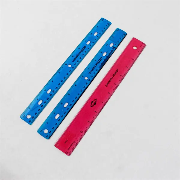 Lot of Three Flexible, Plastic 12-inch Rulers - Two Blue and One Pink
