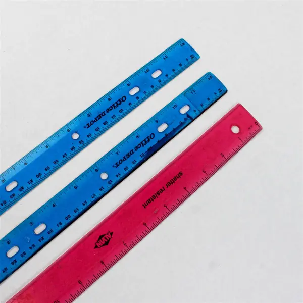 Lot of Three Flexible, Plastic 12-inch Rulers - Two Blue and One Pink
