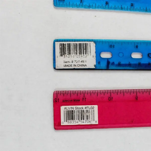 Lot of Three Flexible, Plastic 12-inch Rulers - Two Blue and One Pink