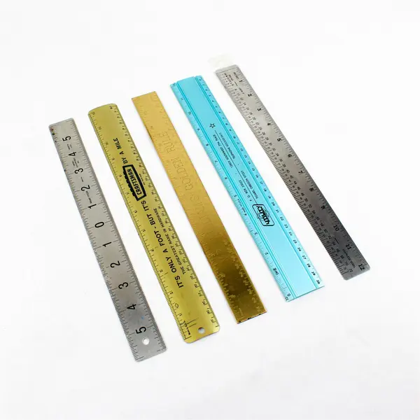 Lot of 5 Twelve-Inch Metal Rulers