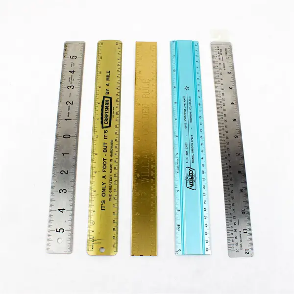 Lot of 5 Twelve-Inch Metal Rulers