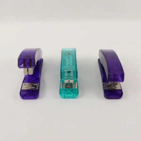 Lot of Three Small Unbranded Staplers - 2 Purple, 1 Turquoise Staples Included