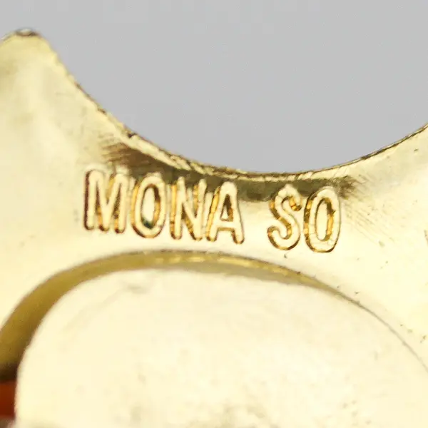 Mona So Black Cabochon Black Enamel Gold-Tone Brooch