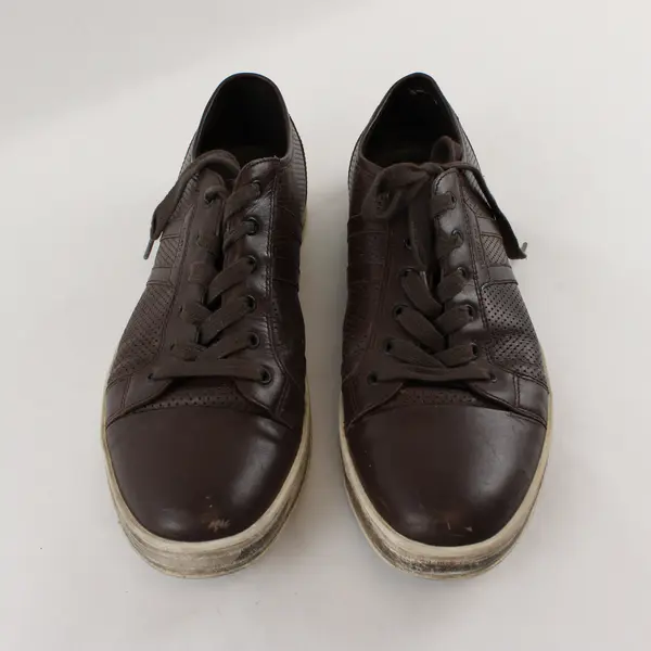 Kenneth Cole Men's Brown Perforated Leather Casual Sneakers - Preowned