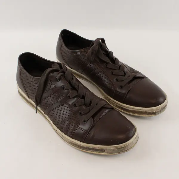 Kenneth Cole Men's Brown Perforated Leather Casual Sneakers - Preowned