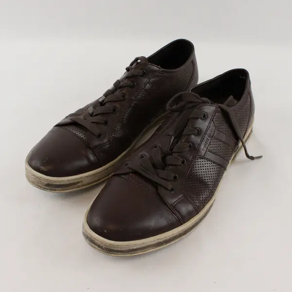 Kenneth Cole Men's Brown Perforated Leather Casual Sneakers - Preowned