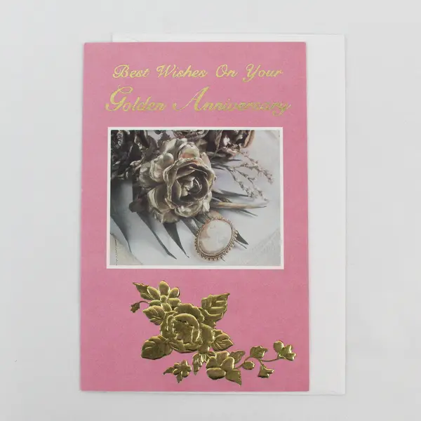 Vintage Novo Card Fiftieth Anniversary with Envelope Unused