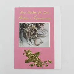 Vintage Novo Card Fiftieth Anniversary with Envelope Unused