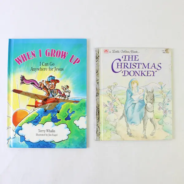 Lot of 2 HC Books Christmas Donkey & When I Grow Up I Can Go Anywhere for Jesus