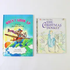 Lot of 2 HC Books Christmas Donkey & When I Grow Up I Can Go Anywhere for Jesus