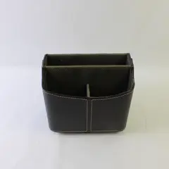 Dark Brown Faux Leather Spinning Remote Control Holder Organizer - Used