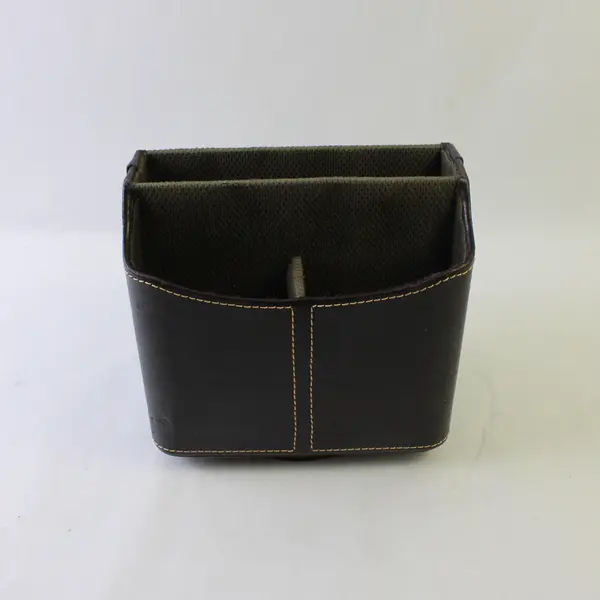 Dark Brown Faux Leather Spinning Remote Control Holder Organizer - Used