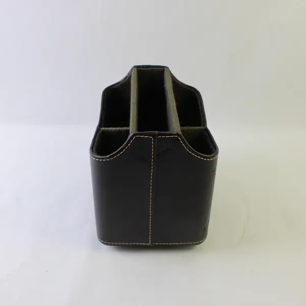 Dark Brown Faux Leather Spinning Remote Control Holder Organizer - Used