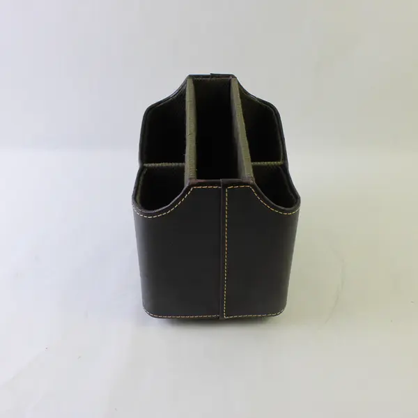 Dark Brown Faux Leather Spinning Remote Control Holder Organizer - Used