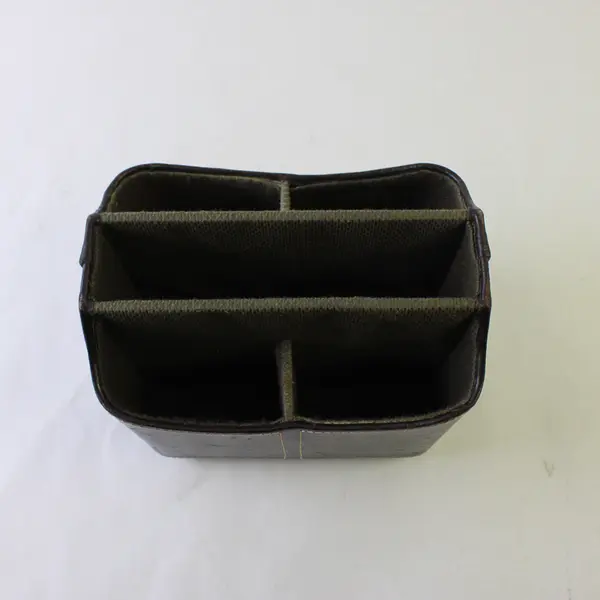 Dark Brown Faux Leather Spinning Remote Control Holder Organizer - Used