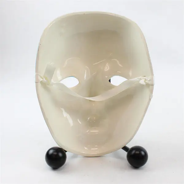Hand-Painted Porcelain Mardi Gras Wall Mask - Rose Details, Glossy Finish
