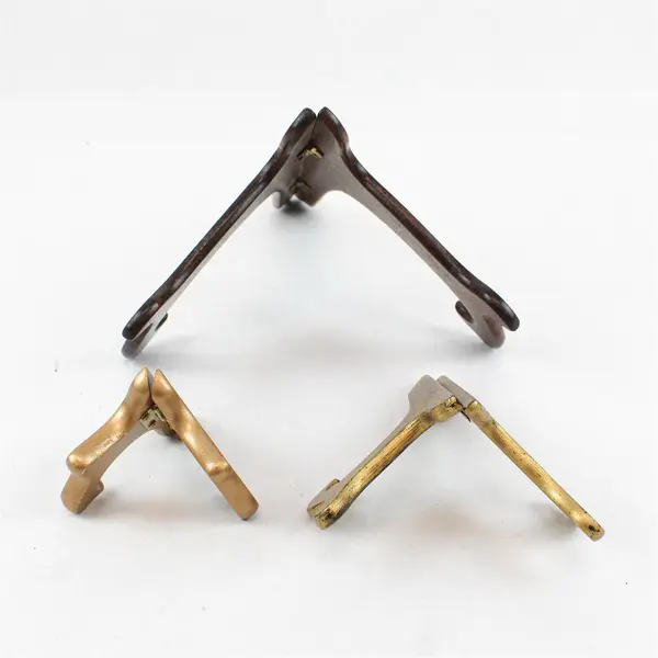 Lot of 3 Wooden Display Easels 2 Gold Tone 1 Dark Wood Used