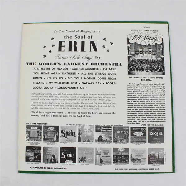  The Soul Of Erin 101 Strings Favorite Irish Songs 12" Vinyl Record