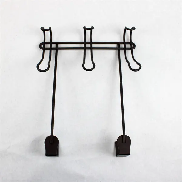 Lot of 3 Brown Over-the-Door Wire Coat & Towel Hangers