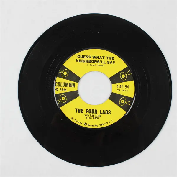 45 Vinyl Record The Four Lads Enchanted Island/Guess What The Neighbors'll Say