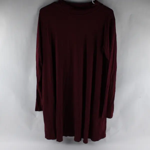 Yala Black Polka Dot Pattern Maroon Red Long-Sleeved T-Shirt Dress Women's Large