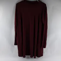 Yala Black Polka Dot Pattern Maroon Red Long-Sleeved T-Shirt Dress Women's Large