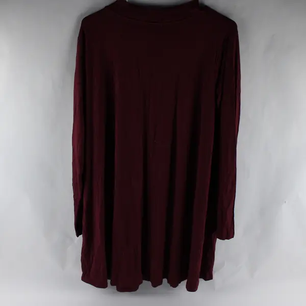 Yala Black Polka Dot Pattern Maroon Red Long-Sleeved T-Shirt Dress Women's Large
