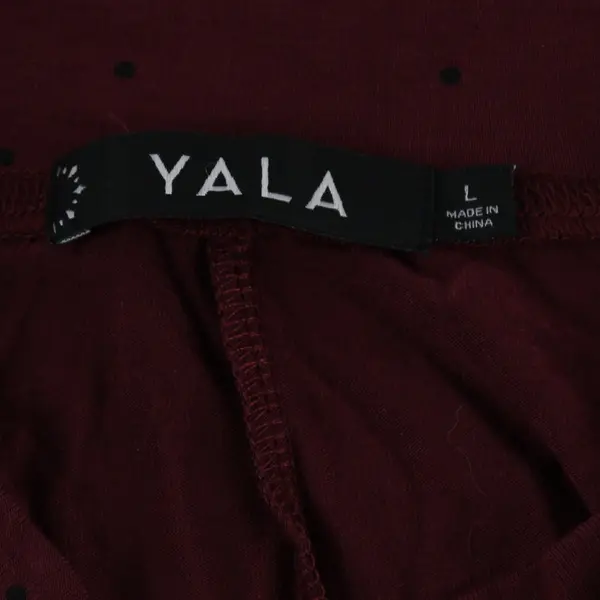 Yala Black Polka Dot Pattern Maroon Red Long-Sleeved T-Shirt Dress Women's Large