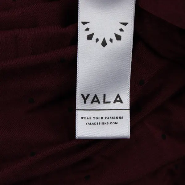 Yala Black Polka Dot Pattern Maroon Red Long-Sleeved T-Shirt Dress Women's Large