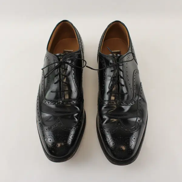 Johnston & Murphy Black Leather Wingtip Oxford Shoes Men's US Size 12 Flawed