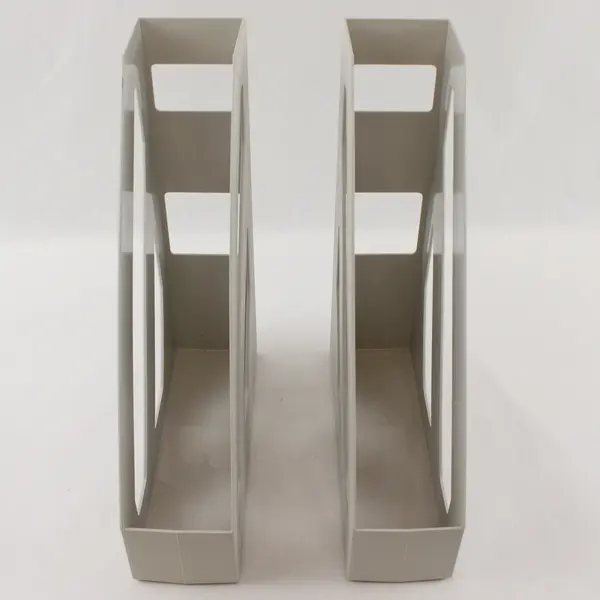 Set of 2 Off-White Plastic Magazine File Holders