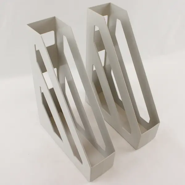 Set of 2 Off-White Plastic Magazine File Holders