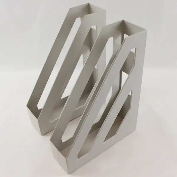 Set of 2 Off-White Plastic Magazine File Holders