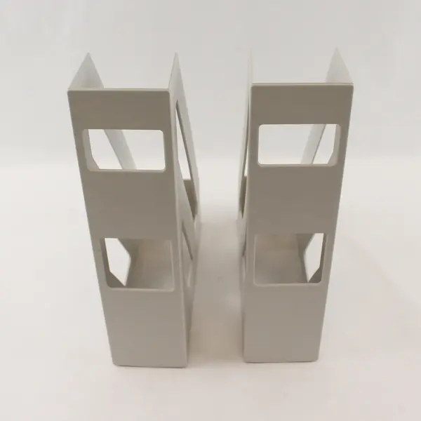 Set of 2 Off-White Plastic Magazine File Holders