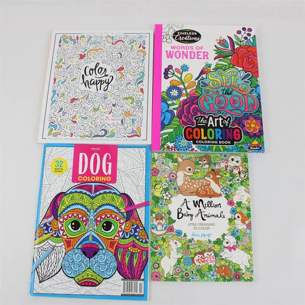Lot of 4 Coloring Books Color Happy Words of Wonder Dog Coloring Baby Animals