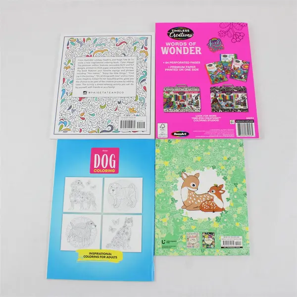 Lot of 4 Coloring Books Color Happy Words of Wonder Dog Coloring Baby Animals